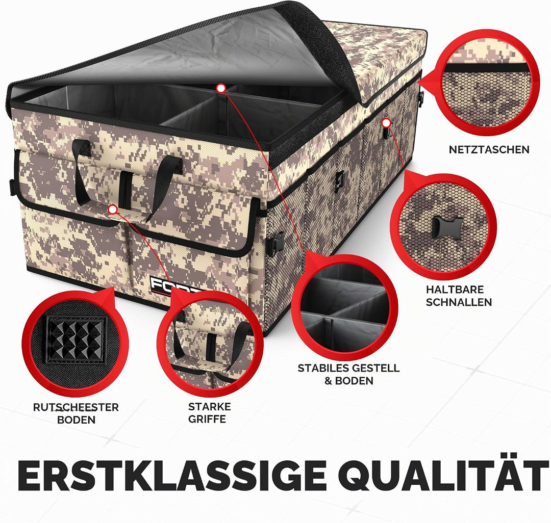 FORTEM Kofferraum Organizer, Kofferraumtasche, Zusammenklappbarer Auto Organizer Kofferraum mit Fäch
