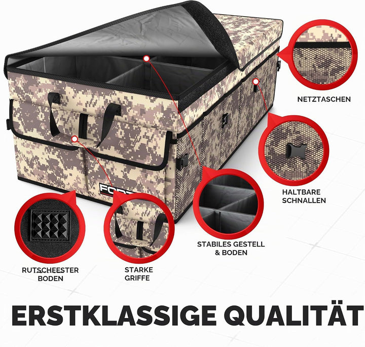 FORTEM Kofferraum Organizer, Kofferraumtasche, Zusammenklappbarer Auto Organizer Kofferraum mit Fäch