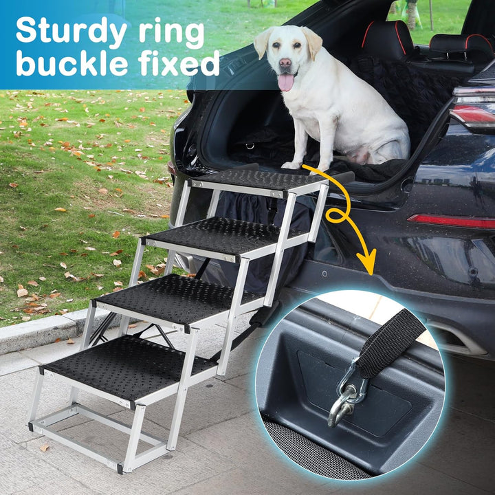 Uross Hunderampe Auto 4 Stufen, Hundetreppe Auto, Hunderampe Auto Klappbar tragbare Haustier Rampe T