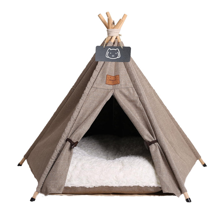 Tipi Zelt für Haustiere Hundezelt Katzenzelt mit Plüschkissen Haustierzelte Häuser für Katzen und Hu