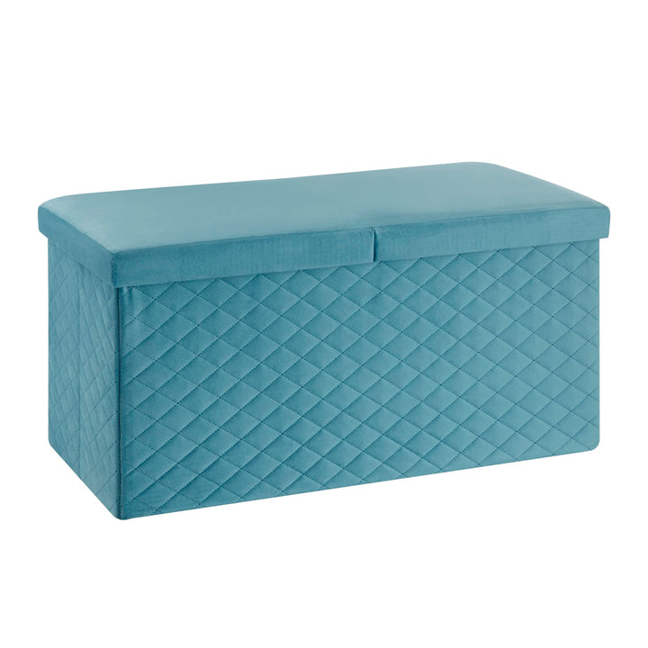 Baroni Home Faltbare Aufbewahrungsbox, Aufbewahrungsbox, Sitzsack, Samt, Petrolblau, 76 x 38 x 38 cm