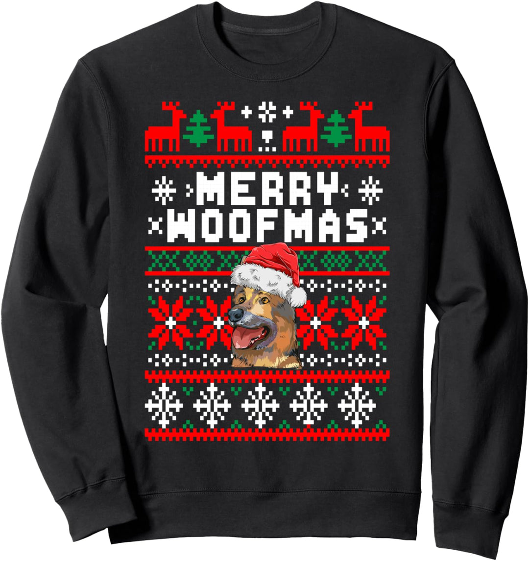 Deutscher Schäferhund Merry Woofmas Weihnachten Ugly Hunde Sweatshirt