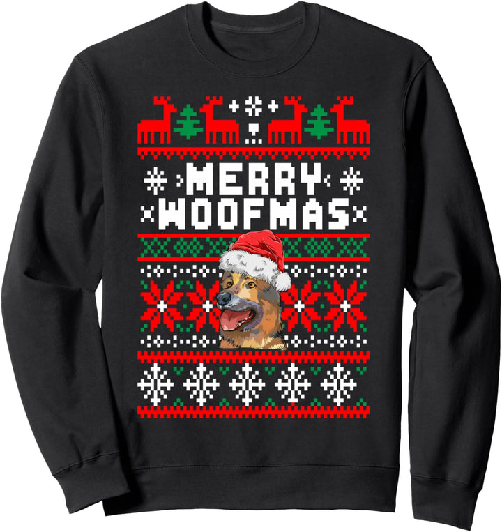 Deutscher Schäferhund Merry Woofmas Weihnachten Ugly Hunde Sweatshirt