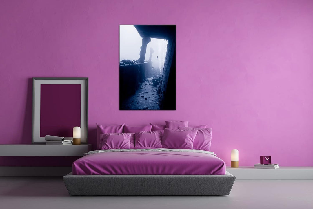 deyoli Atemberaubendes Unterwasser Wrack Format:90x60 cm als Leinwandbild, Motiv fertig gerahmt auf