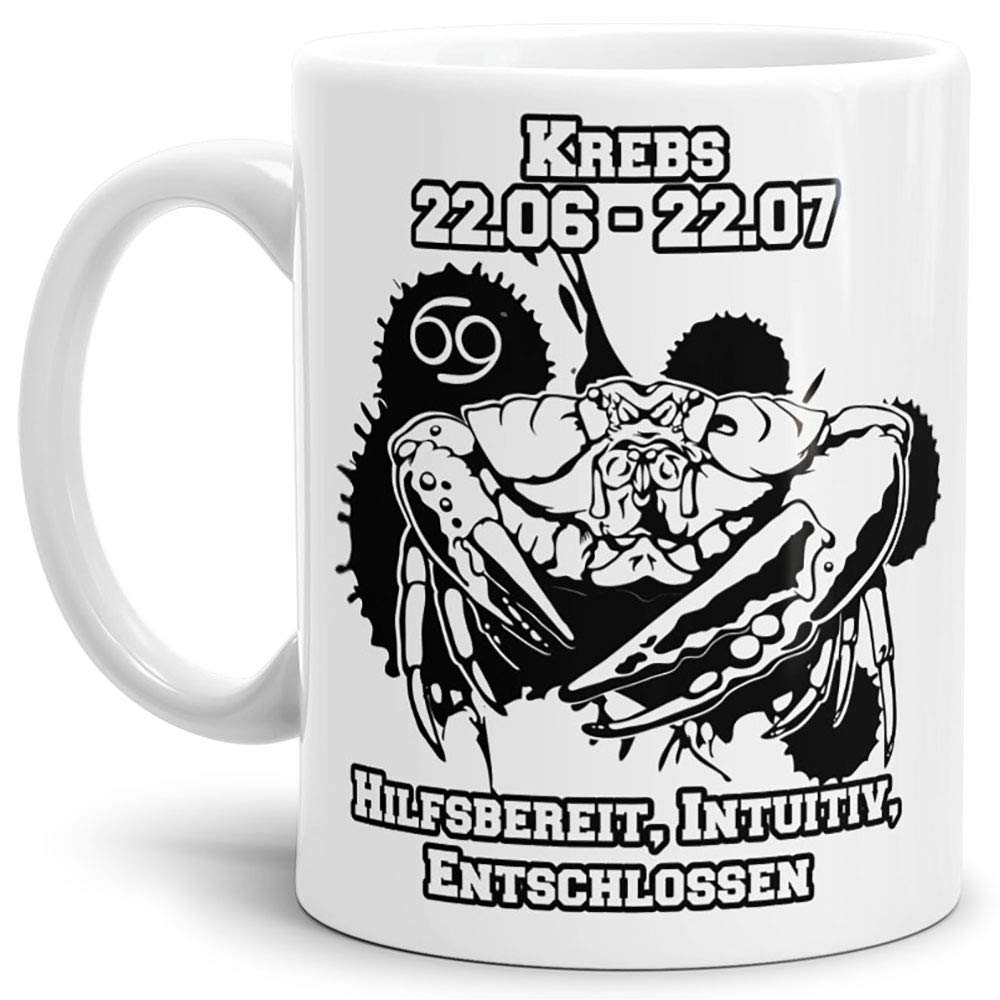 Sternzeichen-Tasse Krebs - Weiss - Geburtstag/Astronomie/Sternen-bilder/mit Spruch/Witzig/Kaffeetass