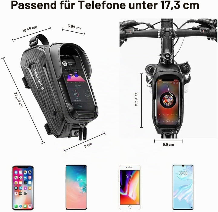 ROCKBROS Fahrrad Rahmentasche Lenkertasche Wasserdicht Handytasche für Smartphone bis zu 6.8 Zoll mi