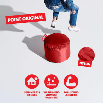 Fatboy® Point Hocker Nylon Rot | Runder Sitzhocker | Trendiger Poef/Fussbank/Beistelltisch | 35 x ø