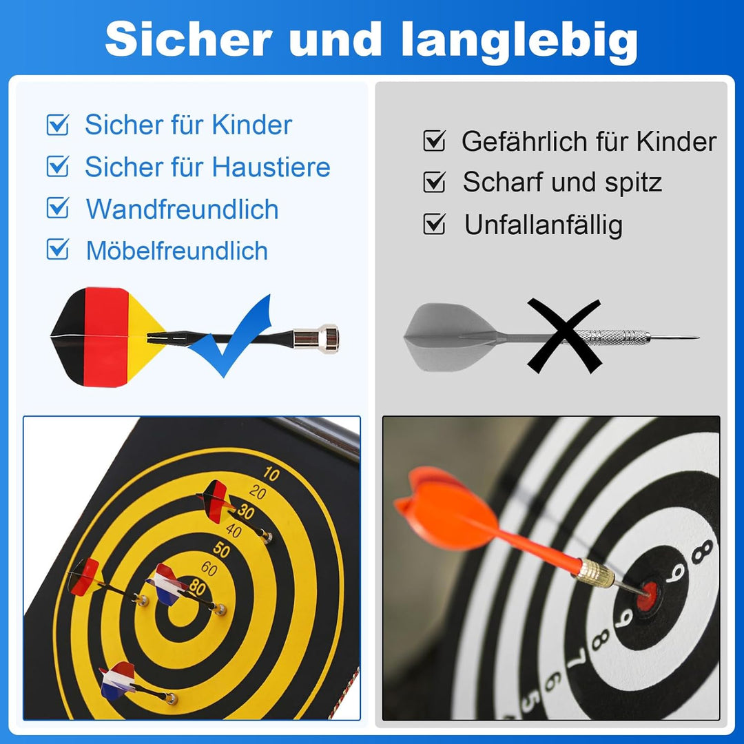Magnetisch Dartscheibe Kinder Doppelseitige Dartscheibe mit 12 Dartpfeilen & 6 Ersatzflügel, Outdoor