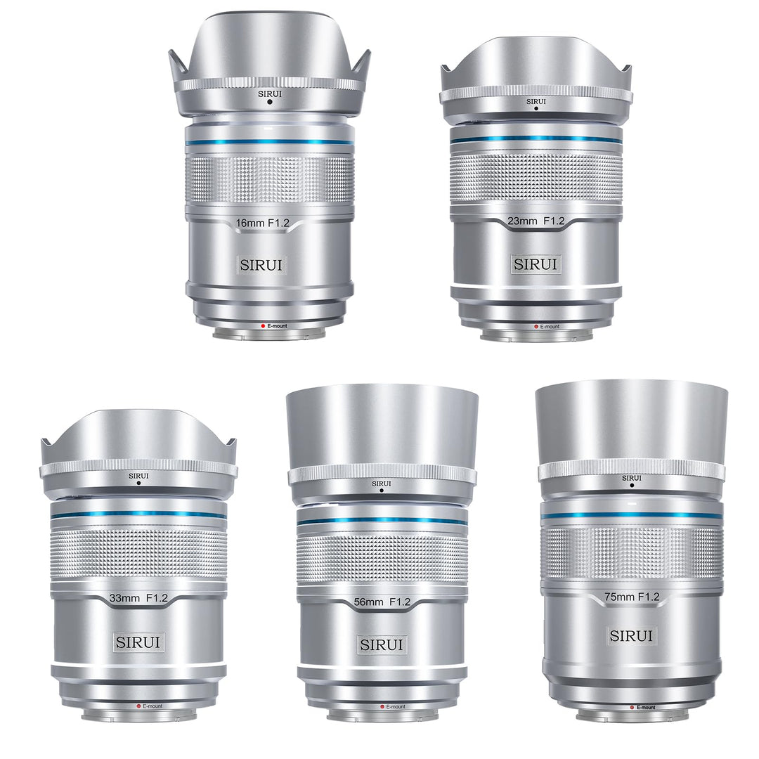 SIRUI Sniper 16 mm, 23 mm, 33 mm, 56 mm, 75 mm Autofokus-Objektiv-Set, F1.2 Weitwinkel-APS-C Kamerao