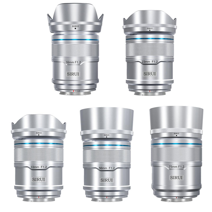 SIRUI Sniper 16 mm, 23 mm, 33 mm, 56 mm, 75 mm Autofokus-Objektiv-Set, F1.2 Weitwinkel-APS-C Kamerao