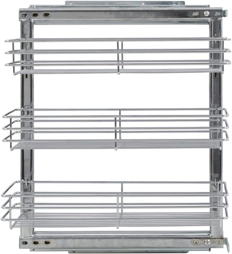 INLIFE 3-stufiger Ausziehbarer Küchen-Drahtkorb Silbern 47x25x56 cm,6.7kg,50969