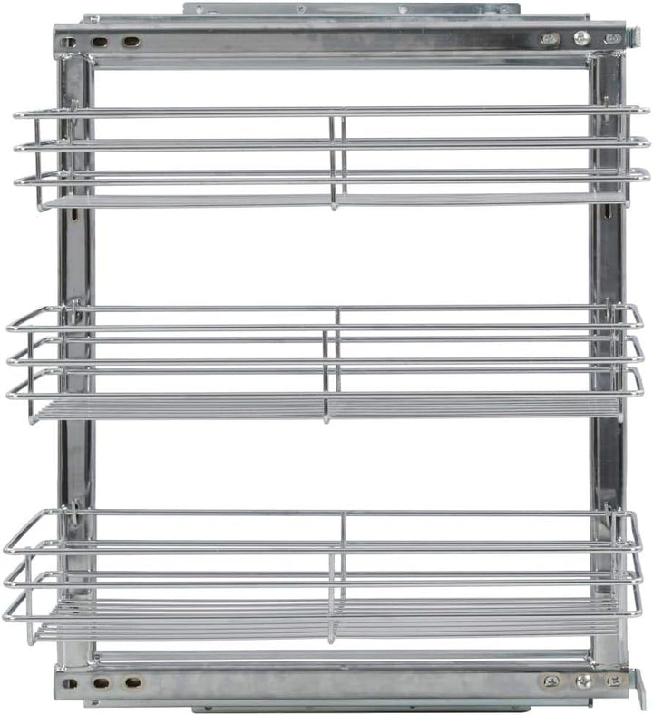 INLIFE 3-stufiger Ausziehbarer Küchen-Drahtkorb Silbern 47x25x56 cm,6.7kg,50969