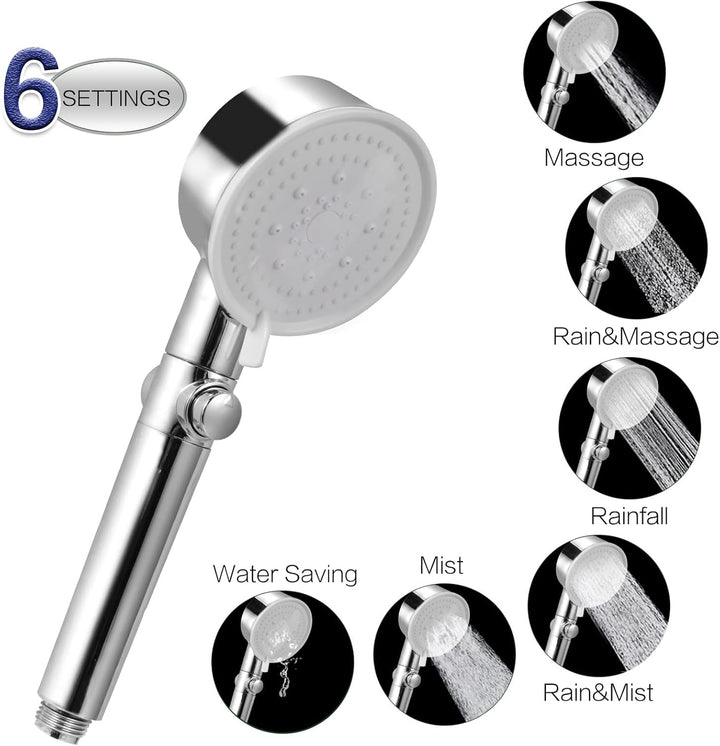Duschkopf Handbrause mit Filter 360° Rotierende Wassersparender Hochdruck, 5 Strahlarten und Stop Ta