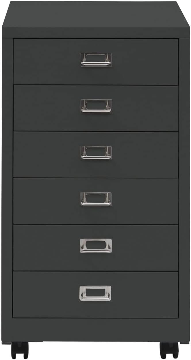 Rollcontainer HWC-L49AM, Schubladenschrank Stahlschrank Aktenschrank, Metall 75x40x41cm 6 Schubladen