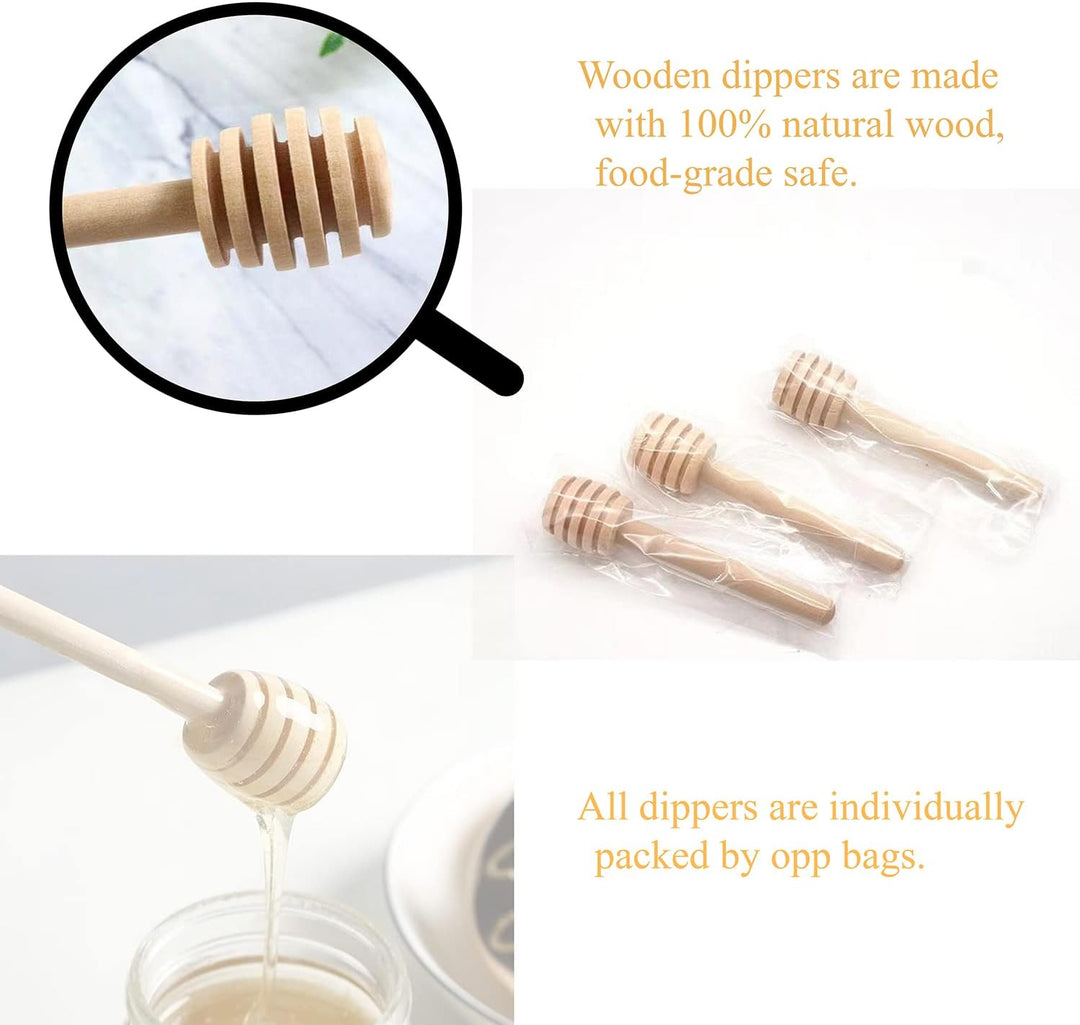 40 Pack 1,5 oz Hexagon Mini Glas Honig Gläser mit hölzernen Dippers, Bienen Anhänger, goldene Gesche
