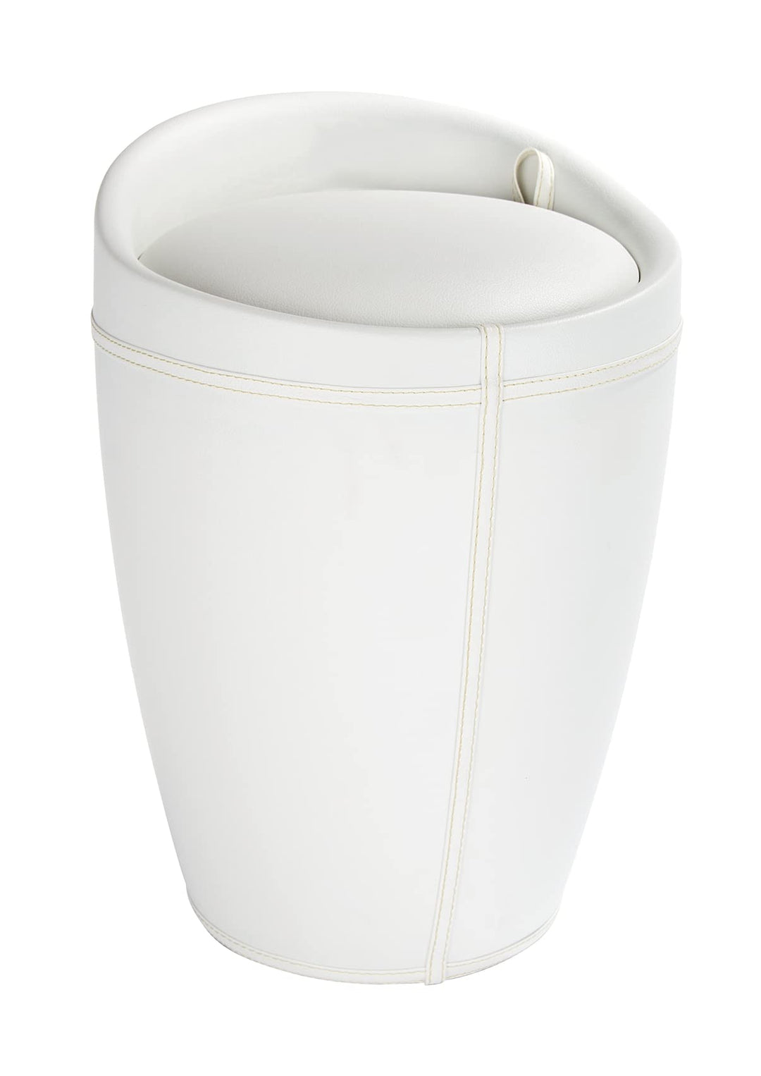 WENKO Badhocker Candy Leder Optik Weiss, Hocker mit Stauraum für das Badezimmer und Wohnzimmer, inte