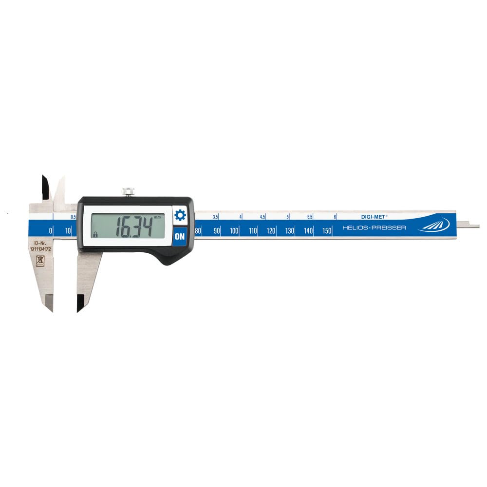 HELIOS-PREISSER 1320417 Digitaler Taschenmessschieber ohne Datenausgang, eckiges Tiefenmass, 150 mm