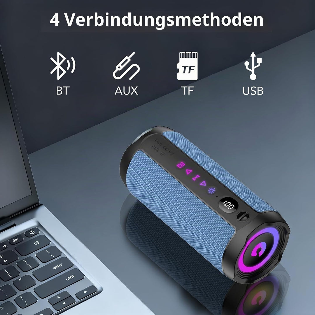 coioc Bluetooth Lautsprecher mit Licht, Bluetooth 5.4 Musikbox,25W Dual Lautsprecher, LED Anzeige &amp;