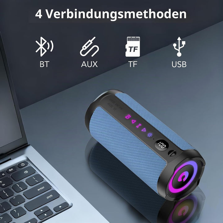 coioc Bluetooth Lautsprecher mit Licht, Bluetooth 5.4 Musikbox,25W Dual Lautsprecher, LED Anzeige &amp;