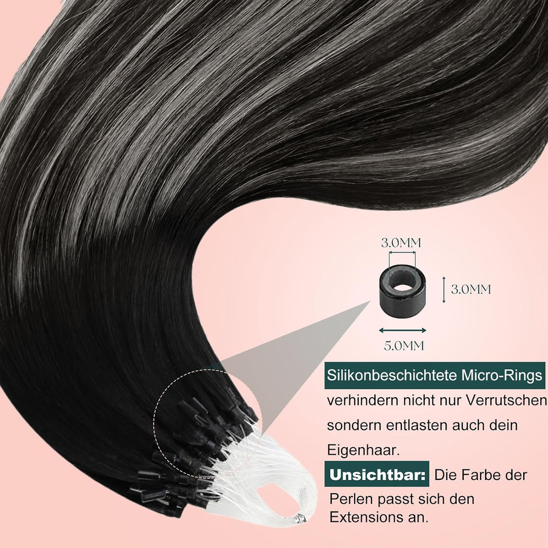 Easyouth Echthaar Microring Extensions Ombre Microring Haarverlangerung Remy Echthaar Micro Extensio