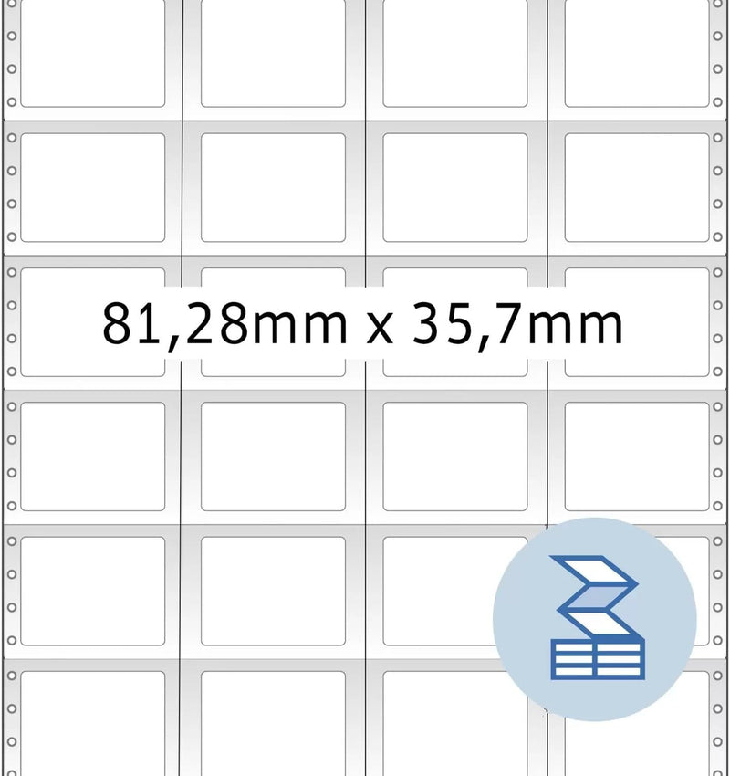 HERMA 8242 Computeretiketten endlos, 81,28 x 35,7 mm, 4-bahnig, 16000 Aufkleber, selbstklebend, Endl