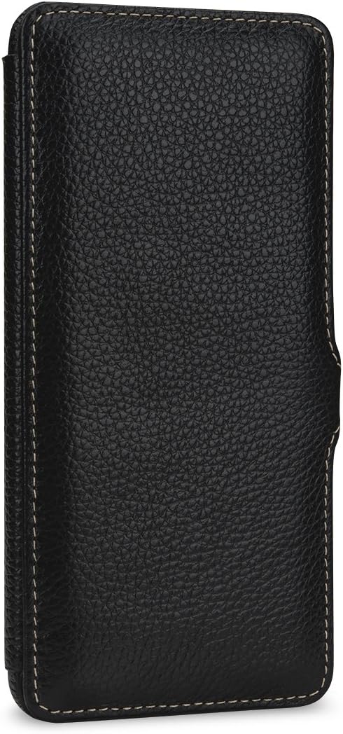 STILGUT Book Type Case, Hülle Leder-Tasche für HTC U11+ (U11 Plus). Seitlich klappbares Flip-Case au