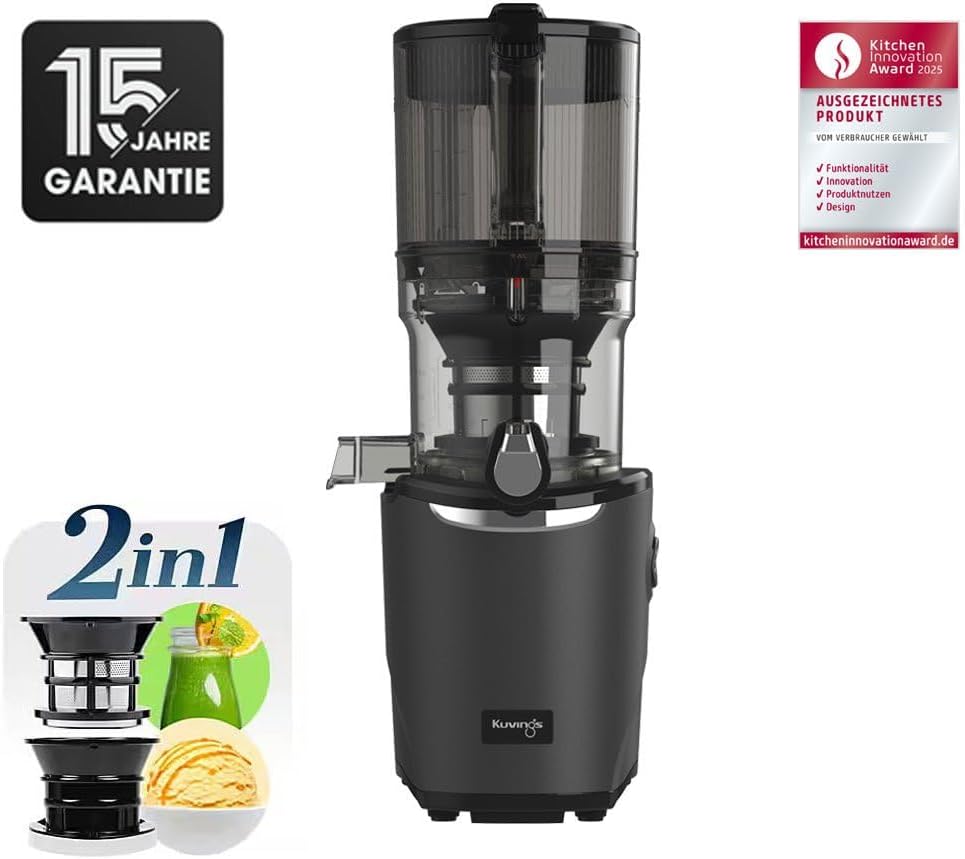 Kuvings AUTO9 | Kaltpressentsafter | Hands-Free Slow Juicer | 2L Auto-Hopper | Entsafter für Obst &