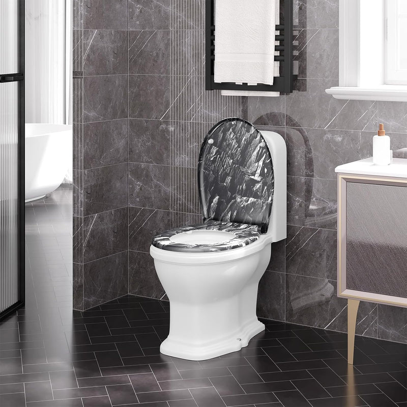 WOLTU Toilettendeckel, WC Sitz mit Absenkautomatik, Klodeckel Klobrille mit Quick-Release-Funktion,