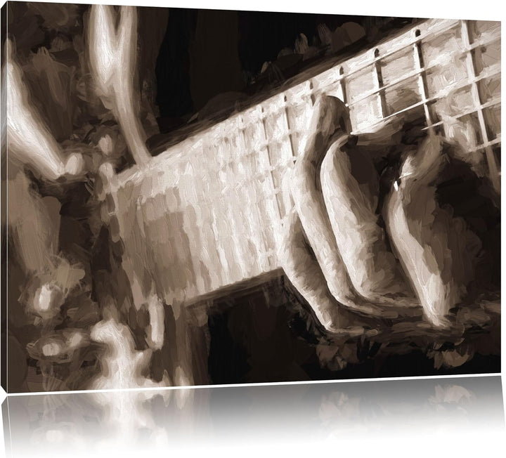 Pixxprint Gitarre Spielen als Leinwandbild/Grösse: 100x70 / Wandbild/Kunstdruck/fertig bespannt, 100