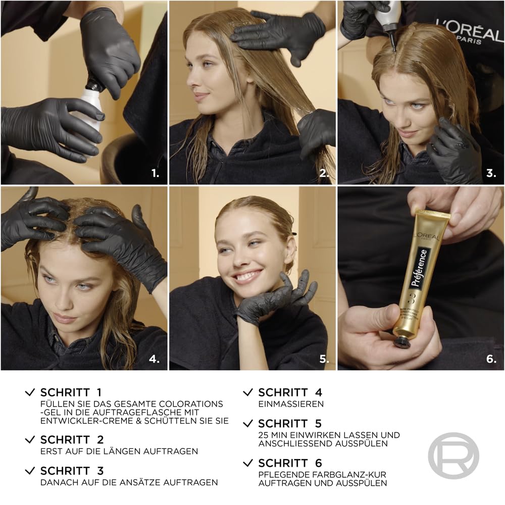 L'Oréal Paris Permanente Haarfarbe, Haarfärbeset mit Coloration und Farbglanz-Pflegebalsam, Préféren