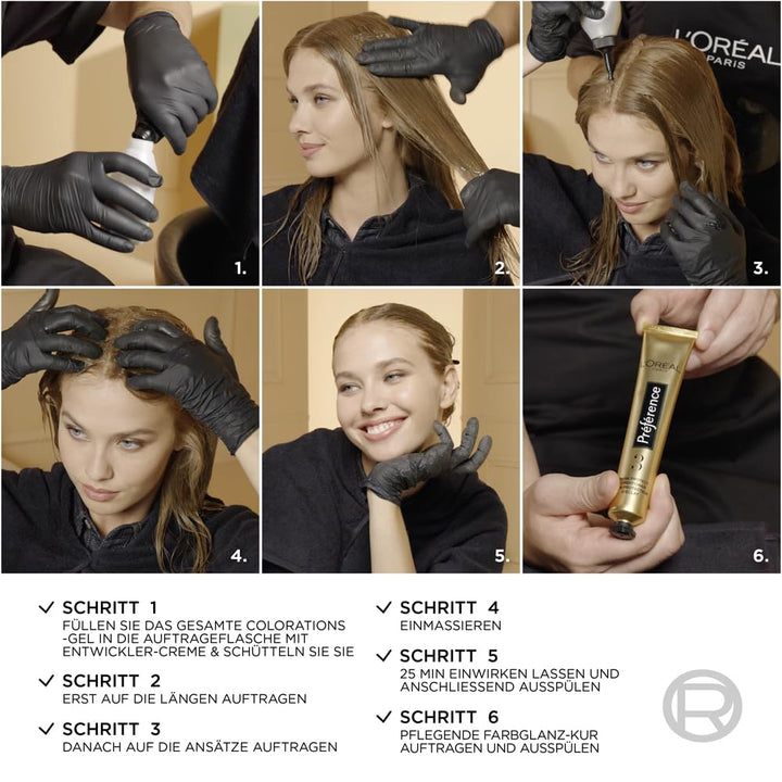 L'Oréal Paris Permanente Haarfarbe, Haarfärbeset mit Coloration und Farbglanz-Pflegebalsam, Préféren