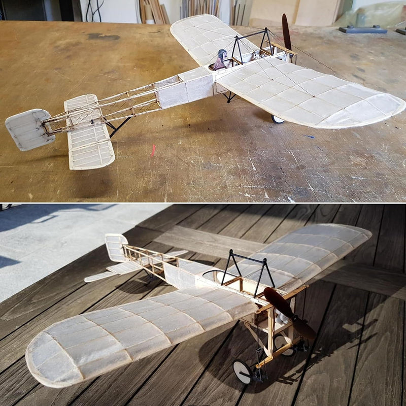 Blériot XI Slow Flyer KIT, 420 mm Spannweite, Massstab 1/20, Modellflugzeug zum selber Bauen, Balsa