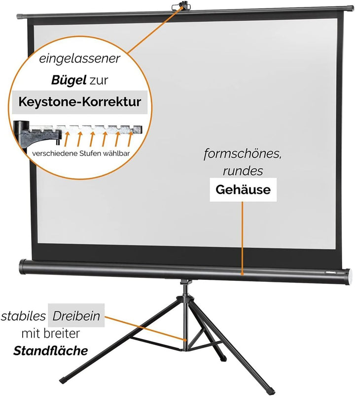 celexon tragbare Beamer-Leinwand mit vormontiertem Ständer Mobile Stativ-Leinwand mit Tragegriff Sch