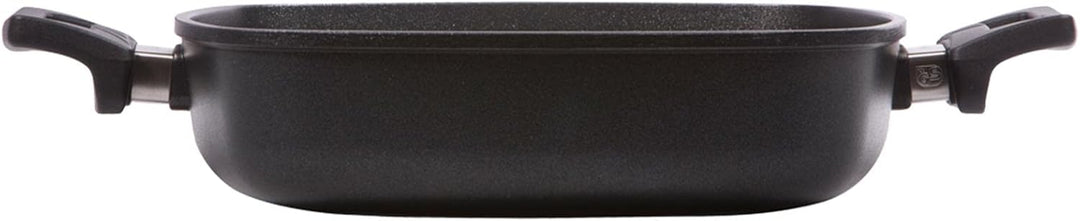 Eurloux Guss-Kasserolle 28 x 28 cm - Flache quadratische Universal Bratenkasserolle Aluguss mit Besc