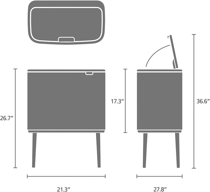 Brabantia 315824 Bo Touch Bin, 36 L Abfalleimer, Edelstahl, Schwarz, 54 x 31.5 x 68 cm Schwarz 36 Li