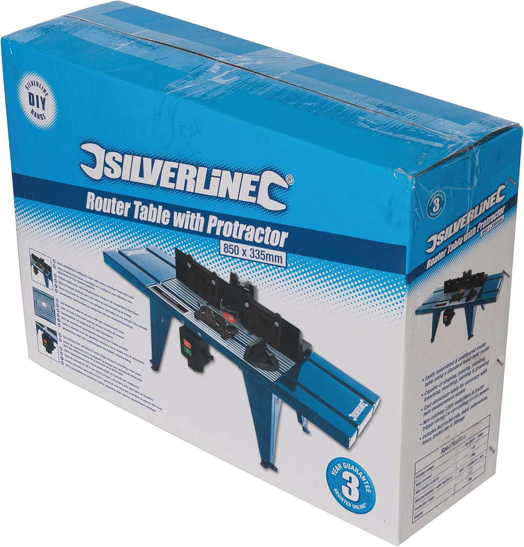 Silverline Heimwerker-Frästisch mit Winkelmesser, 1 Stück, blue, 460793, 850 x 335 mm 1 Blue, 1 Blue