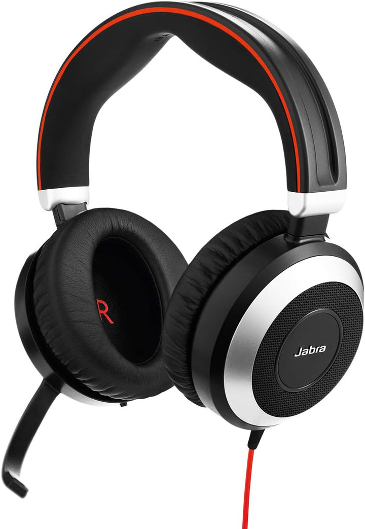Jabra Evolve 80 UC Stereo Over-Ear Headset, kabelgebunden – Unified Communications Kopfhörer mit akt