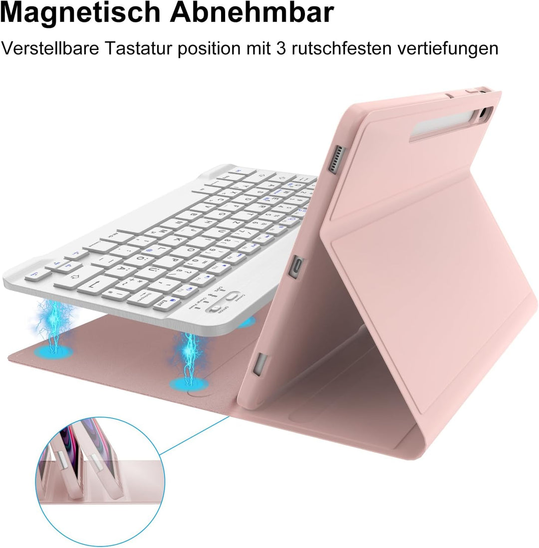 Tastatur Hülle für Samsung Tab S9 FE 10.9 Zoll/Tab S9 11 Zoll 2023, QWERTZ Deutsches Tastatur Magnet