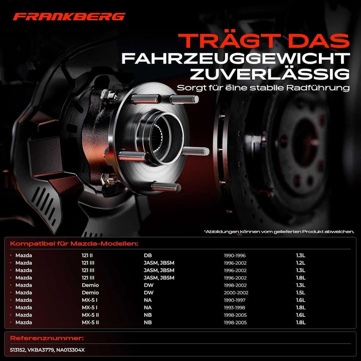 Frankberg 1x Radnabe Radlagersatz Vorne Hinten Links oder Rechts Kompatibel mit 121 II DB 1.3L 1990-