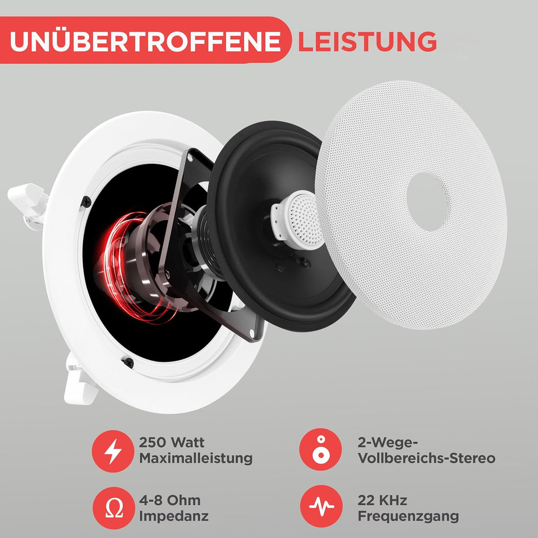 Pyle PDIC60 Lautsprecher, 2.0 Kanäle, Verkabelt, Terminal, Weiss, 125 W, 65 - 22000 Hz