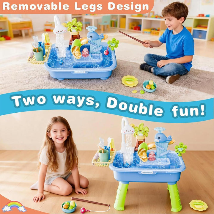 Generisch 4-in-1 Kinder Waschbecken Mit Wasserfunktion & Sand Und Wassertisch, 54 X 29 X 53cm, Wasse