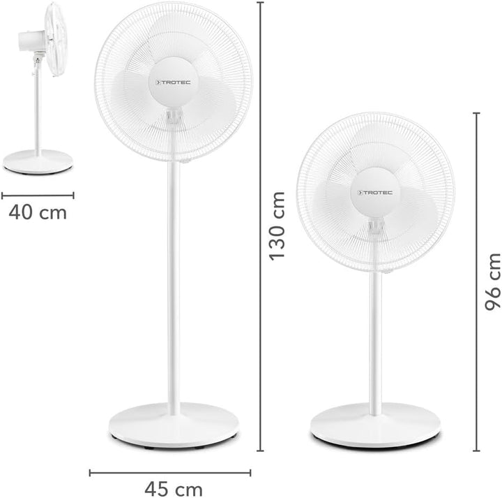 TROTEC Standventilator TVE 23 S – 50 Watt, oszillierend 80°, 3 Stufen, Ø 40 cm, höhenverstellbar, st