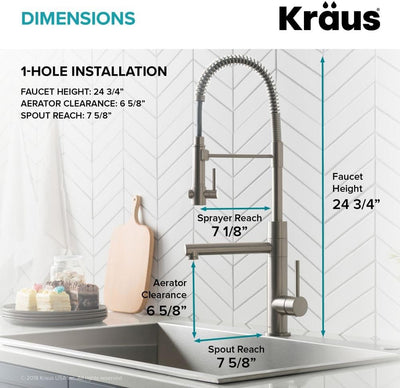 Kraus KPF-1603SFS Artec Pro Spot-freie Küchenarmatur mit 2 Funktionen, kommerzieller Stil, vorspülba