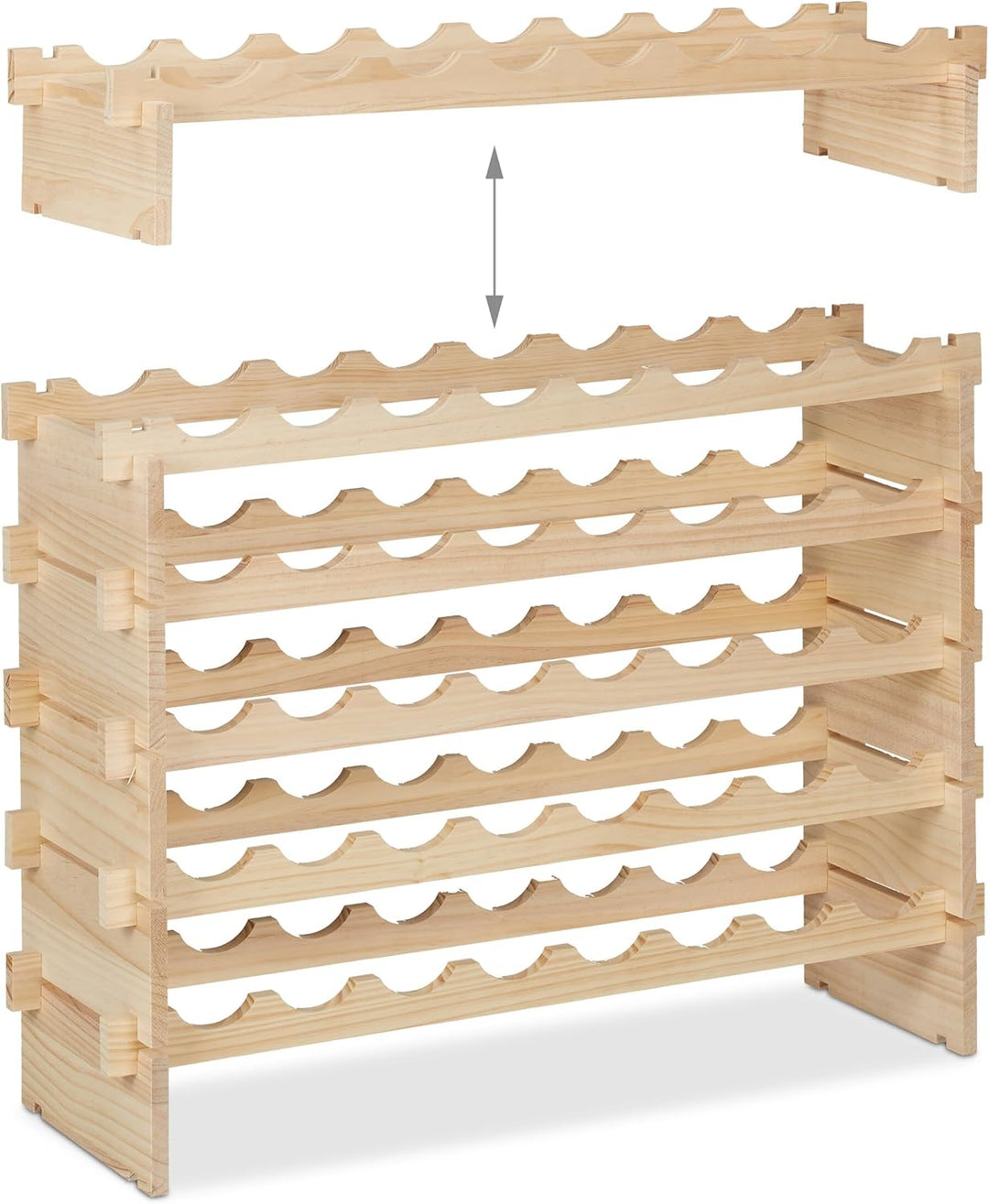Relaxdays Weinregal, für 48 Weinflaschen, stapelbares Flaschenregal, HxBxT 73 x 82 x 25 cm, erweiter