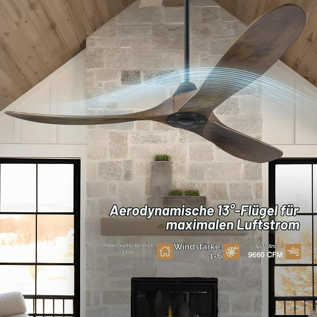 177cm Deckenventilator im Freien ohne Licht, Deckenventilator Leise mit Fernbedienung, Moderner Deck