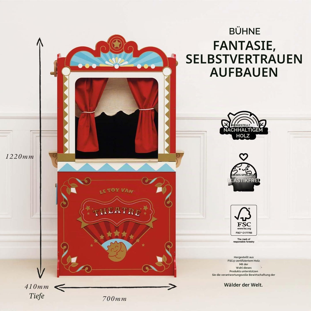 Le Toy Van - TV333 - Lernspiel ab 3 Jahren, grosse Holzpuppe und Puppentheater, 122 cm hoch, Montess