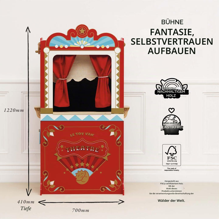 Le Toy Van - TV333 - Lernspiel ab 3 Jahren, grosse Holzpuppe und Puppentheater, 122 cm hoch, Montess