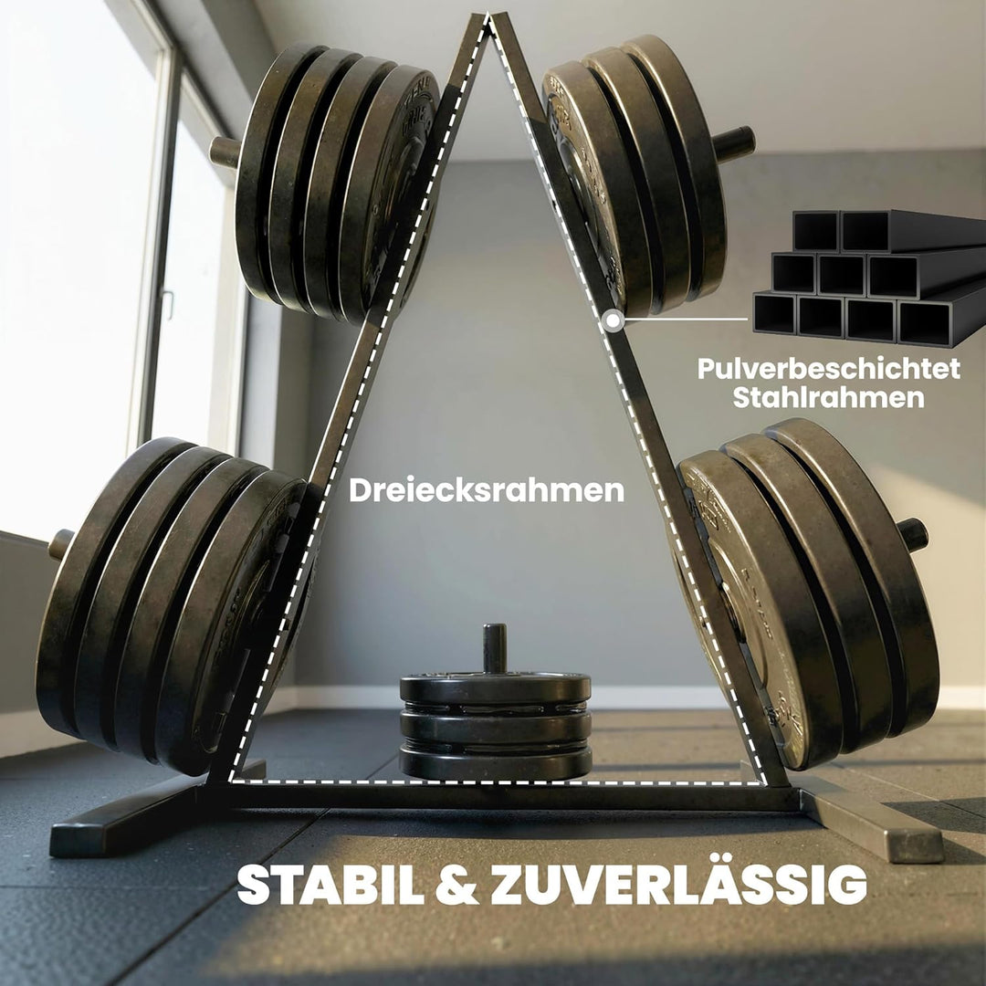 SPORTNOW Hantelscheibenständer mit 5 Stangen, Gewichtsständer mit 25 mm Scheibenaufnahme, bis 200 kg