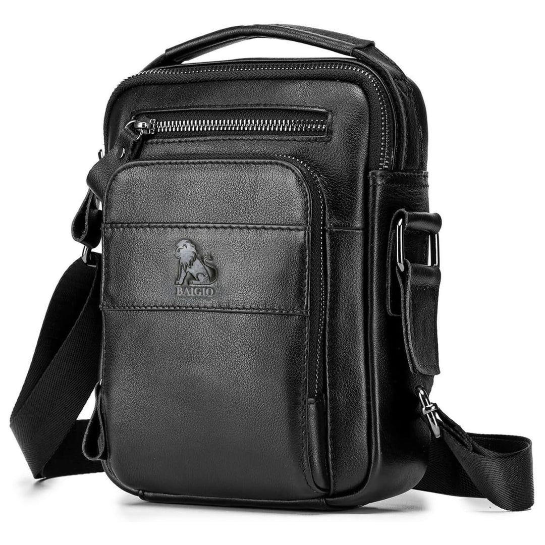 BAIGIO Leder Umhängetasche Herren Schultertasche Vintage Männer Tasche Crossbody Bag Herrentasche zu