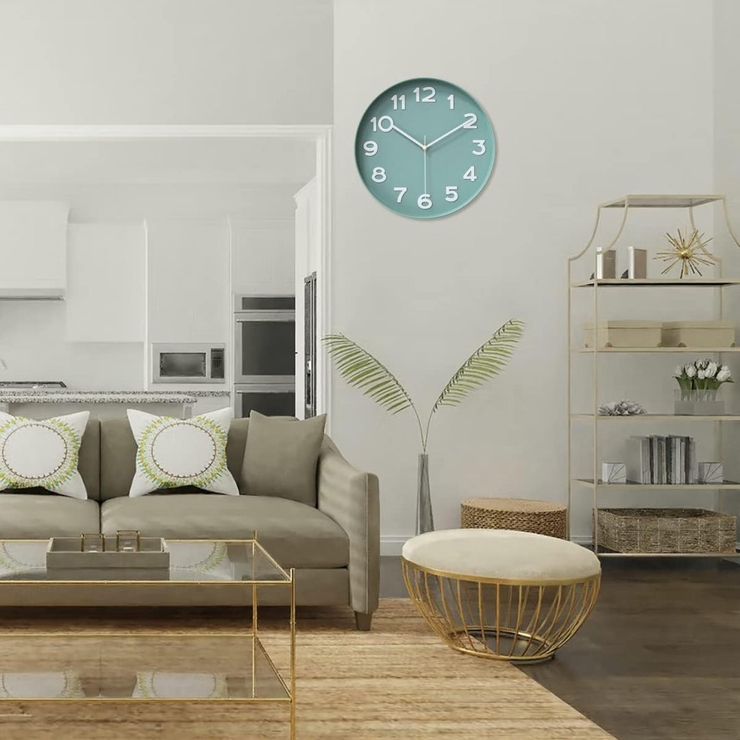 HZDHCLH 30cm geräuschlosem funkuhr wanduhr, digital Gross,für Wohnzimmer, Küche Nordic Green, Nordic